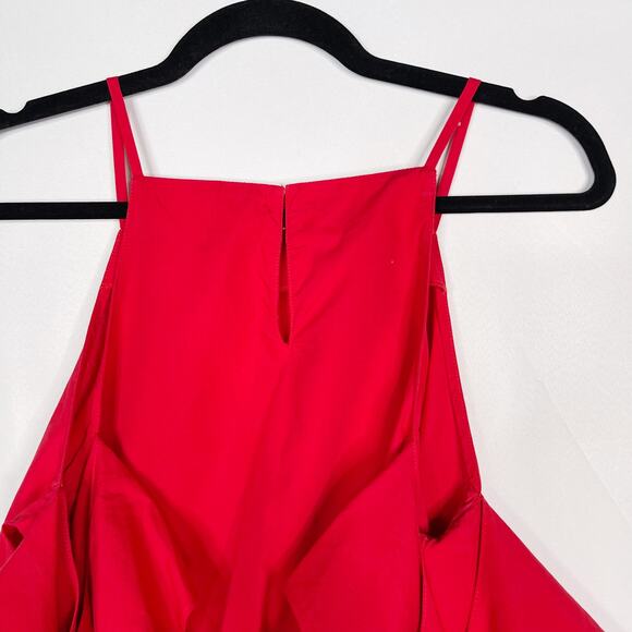 Amanda Uprichard Small S Red Ruffle Cold Shoulder Blouse Short Sleeve Cotton - Picture 6 of 10
